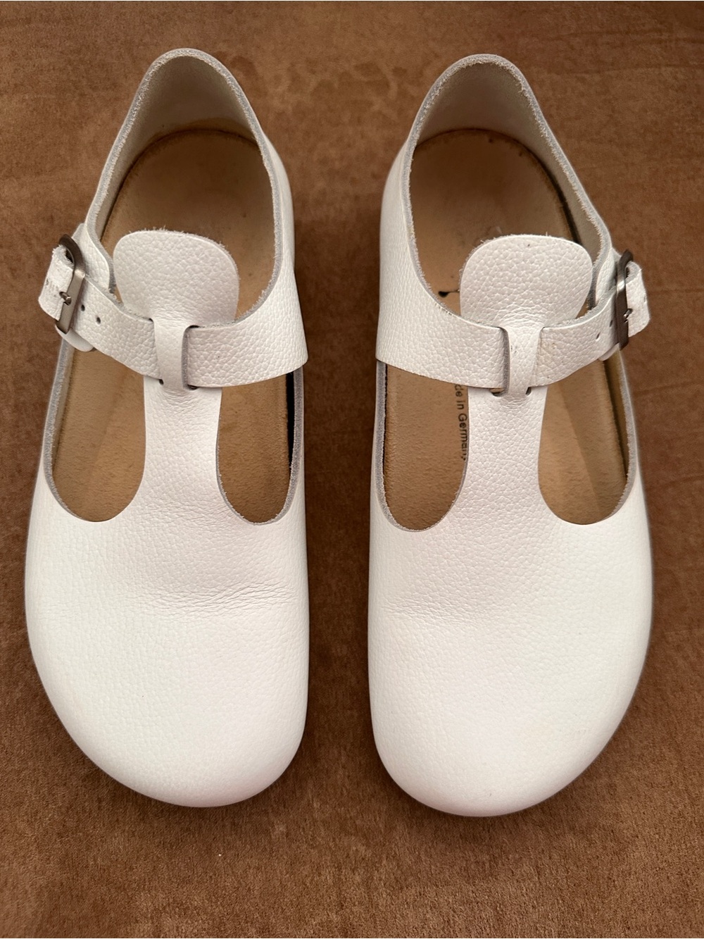 Birkenstock White T-Strap Mary Jane Shoes